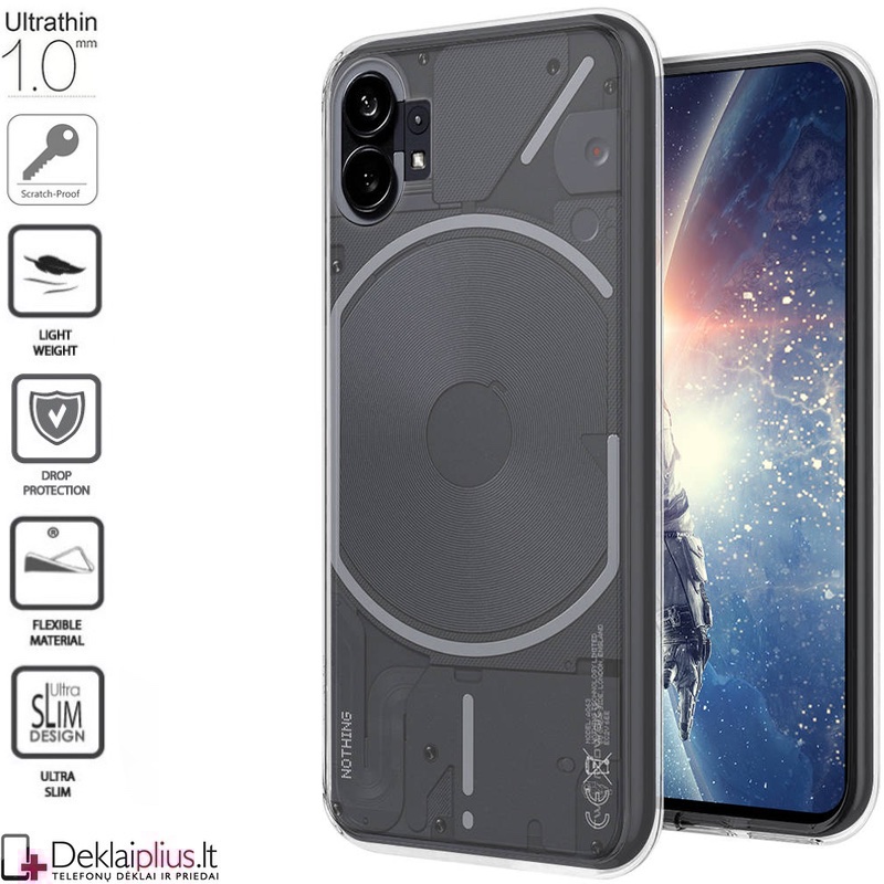 Silikoninis plonas dėklas 1.0 mm storio - permatomas (telefonui Nothing Phone (1) Silikoninis plonas dėklas 1.0 mm storio - permatomas (telefonui Nothing Phone (1)